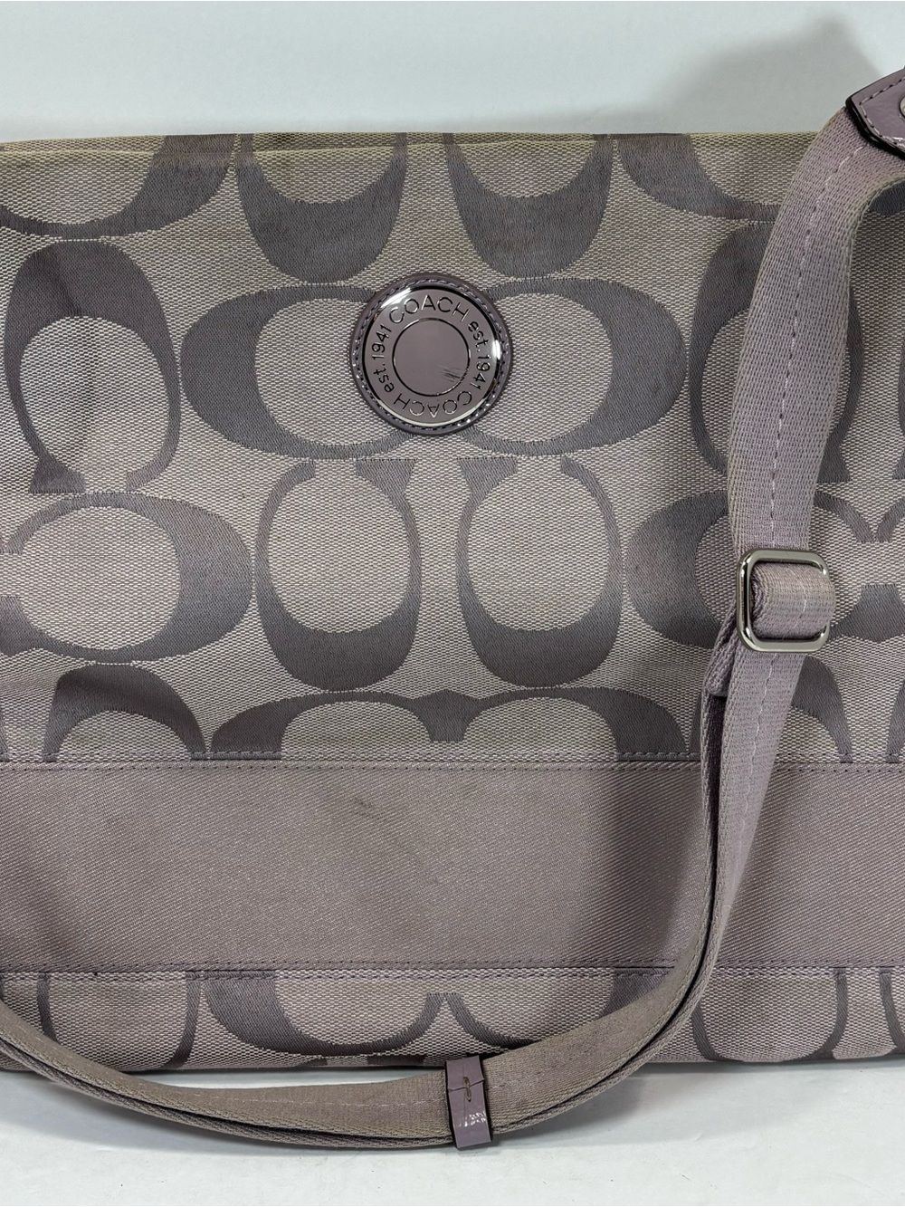 Coach Crossbody in Taupe and Lavender Trim - Picture 3 of 13
